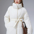 Rosella Stand Collar Belted Puffer Coat