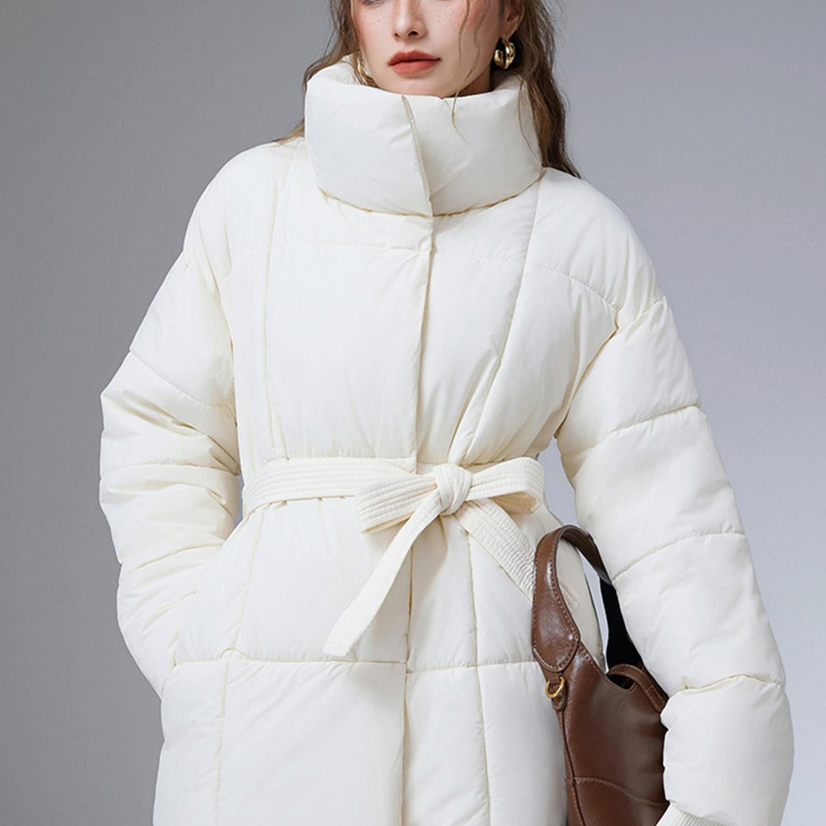 Rosella Stand Collar Belted Puffer Coat