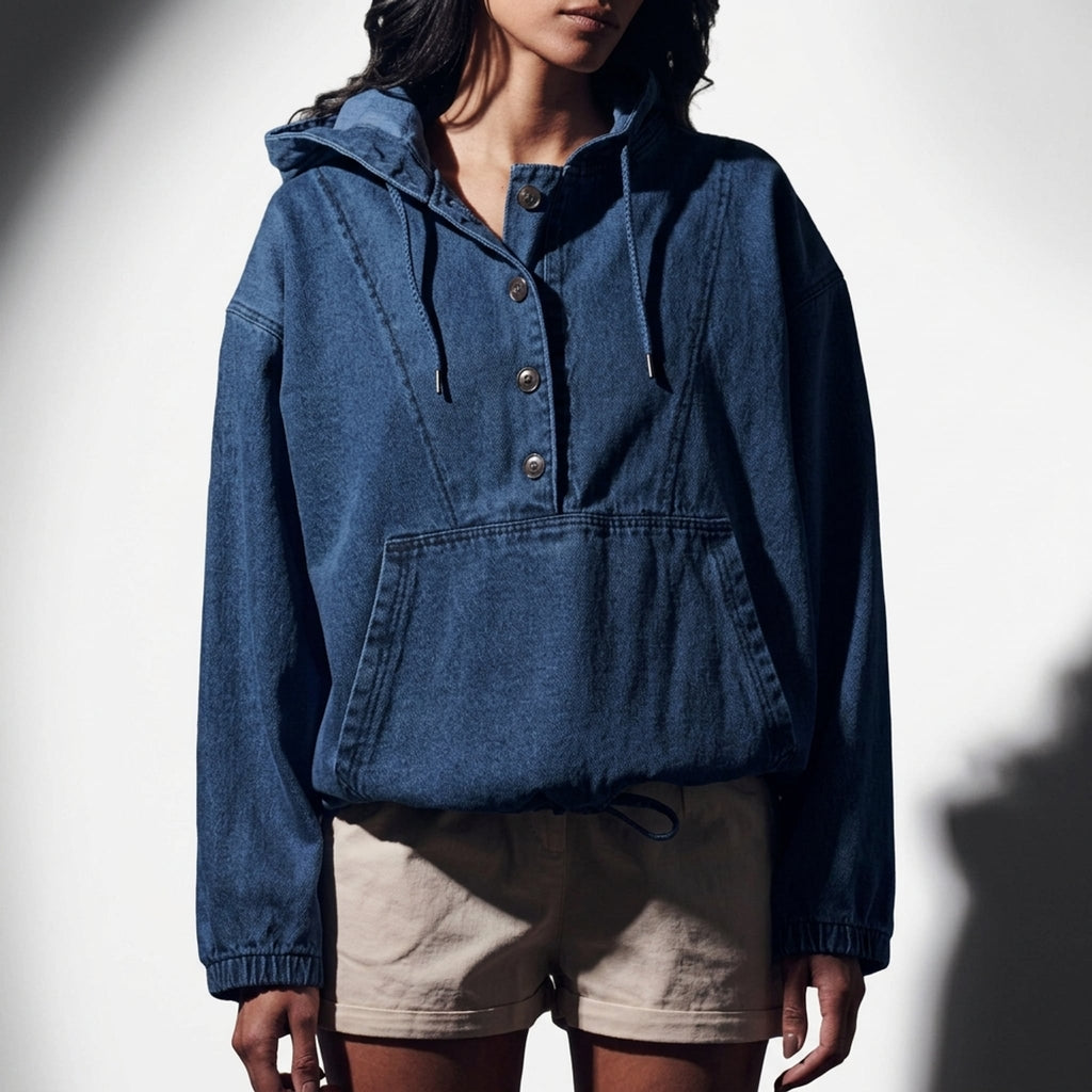 Léa Women's Oversized Denim Hoodie Jacket