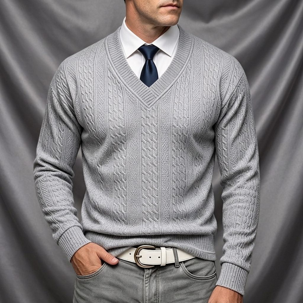Sterling Jacquard V-Neck Pullover Sweater