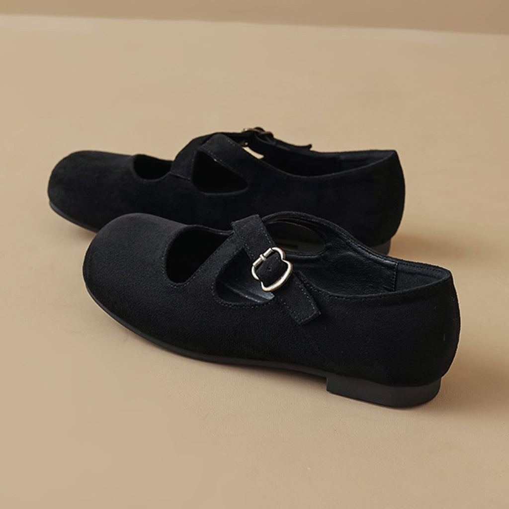 Élise Retro Cross-Strap Mary Jane Ballet Flats