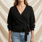 Léa Cross V-Neck Tie Waist Sweater