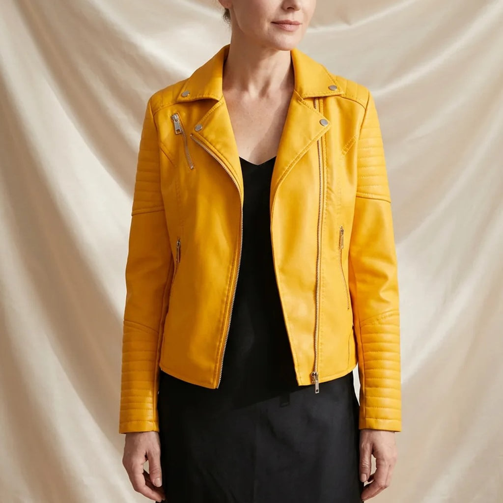 Léa Classic Moto Vegan Leather Jacket