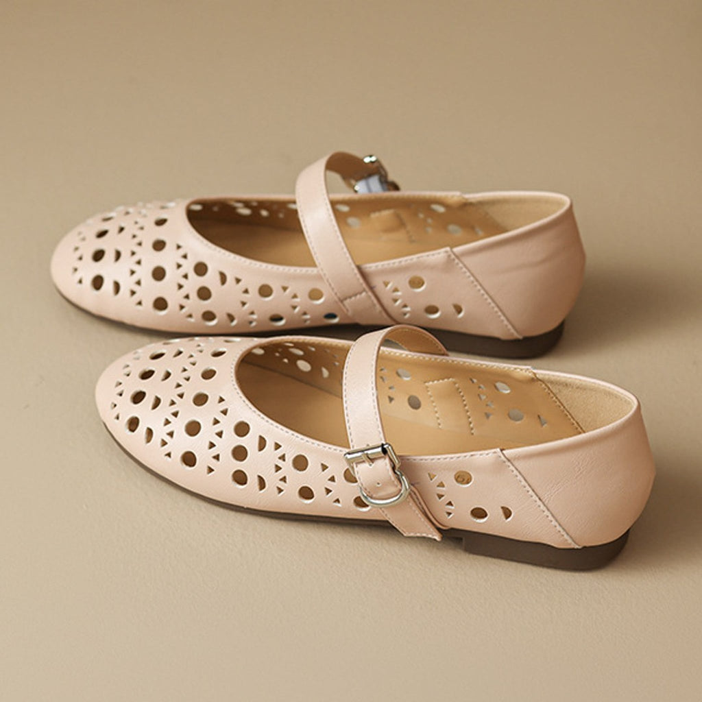 Élise Hollow Out Breathable Mary Jane Ballet Flats