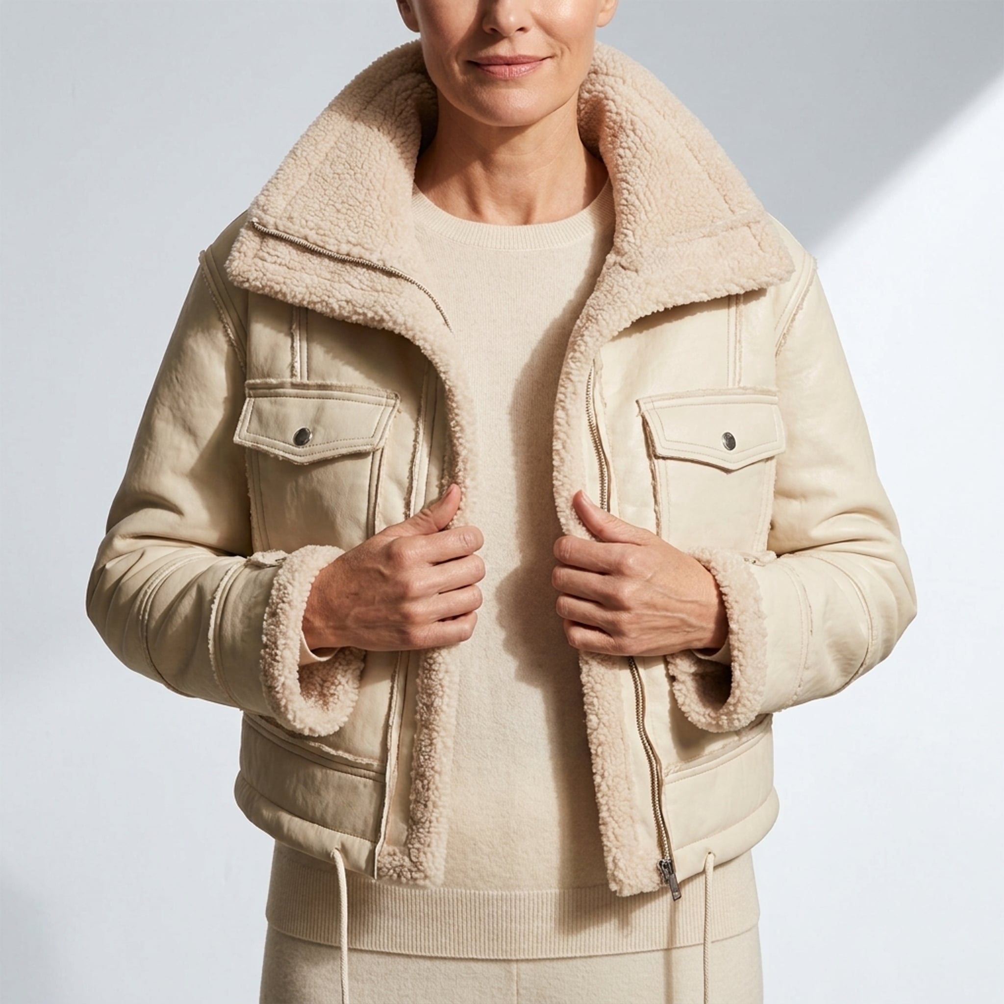 Léa Fur Lined Vegan Leather Jacket