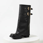 Élise Retro Western Buckle Mid-Calf Boots