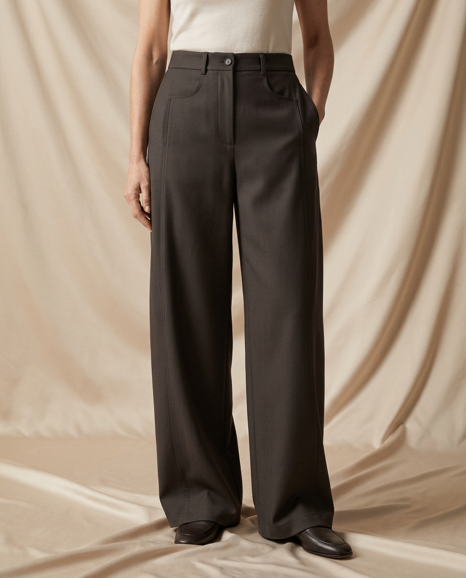 Luciel High-Waist Curved Palazzo Trousers