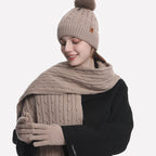 Léa Cable Knit Pom Beanie Scarf Set